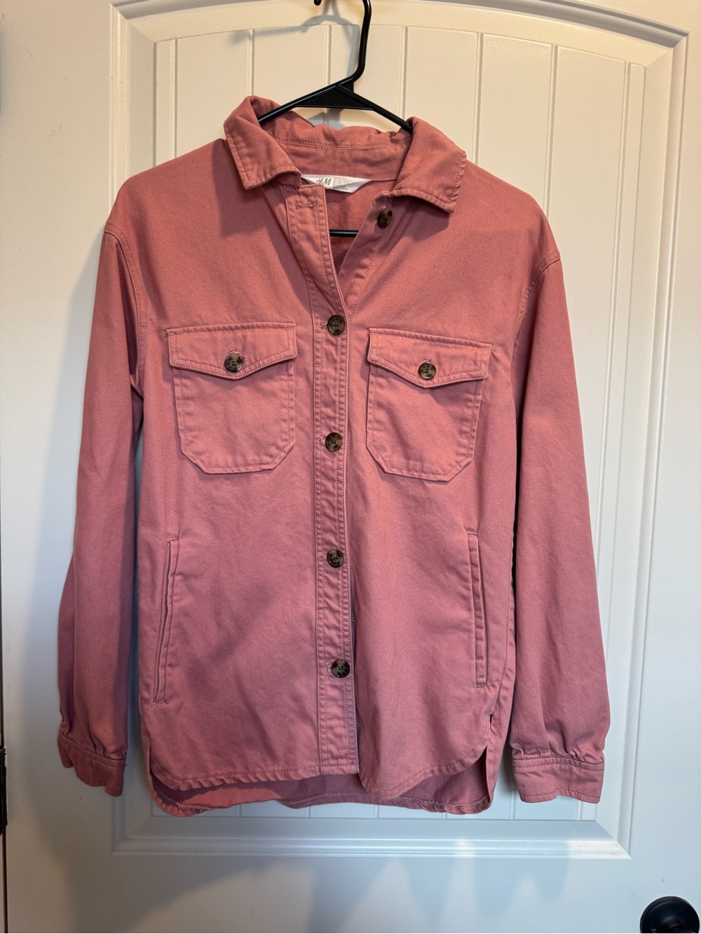 H&M Dusty Rose Button-Front Jean Jacket